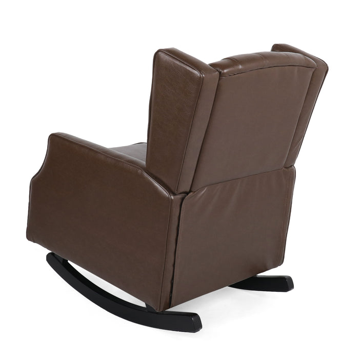 Amedou - Contemporary Tufted Wingback Rocking Chair - Dark Brown