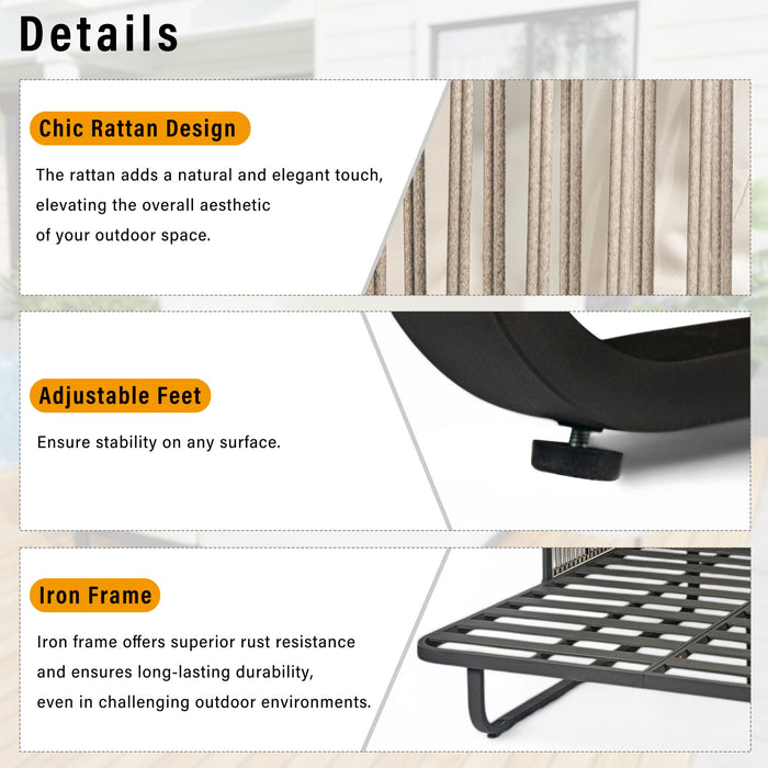 Outdoor Patio Rattan Daybed With Detachable Pillows