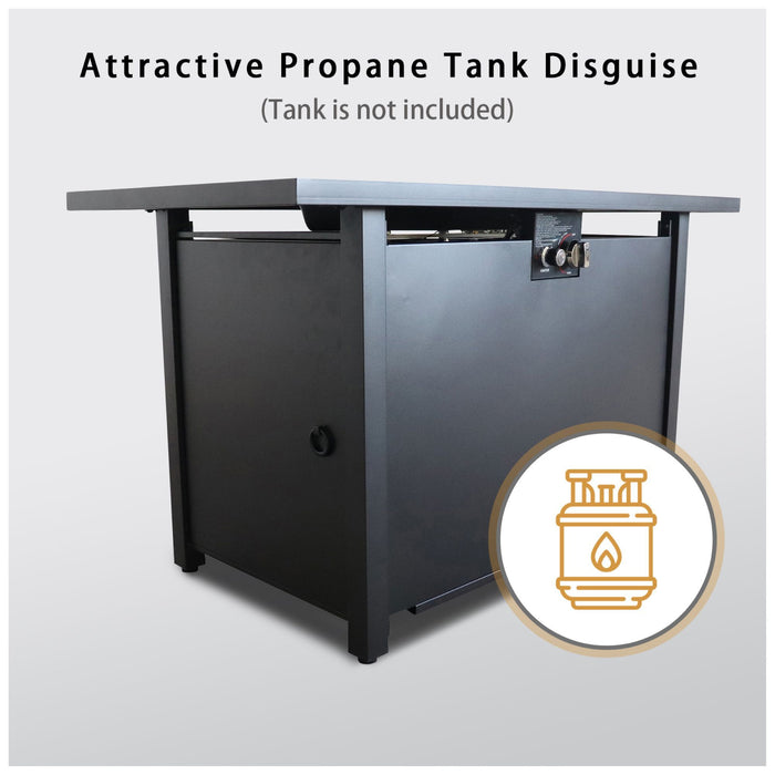 Outdoor Fire Pit Table With Lid - Black