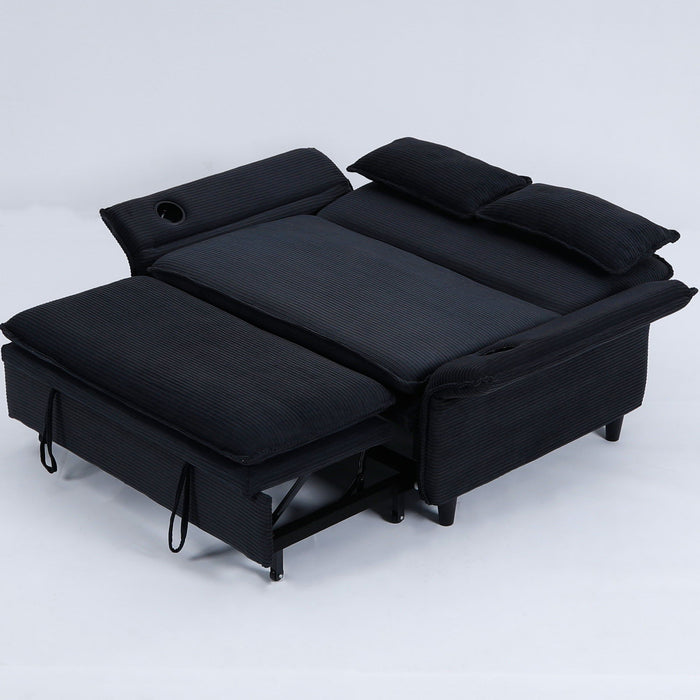 Modern Fabric Multi-Functional Sofa Bed With Adjustable Armrests And Backrests