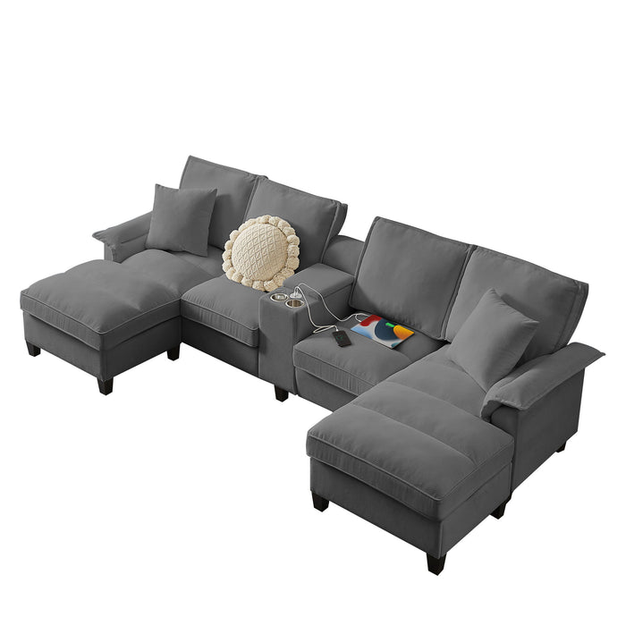Modern U-Shaped Sectional Sofa Bed With Storage