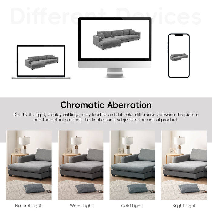 Oversized Sectional L Shaped Cloud Couch With USB Charging Port Cup Holder Deep And Wide Seat Sofa With Chaise Comfy