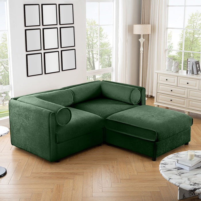 Contemporary Elegant White Chenille Sofa With Storage And Ottoman