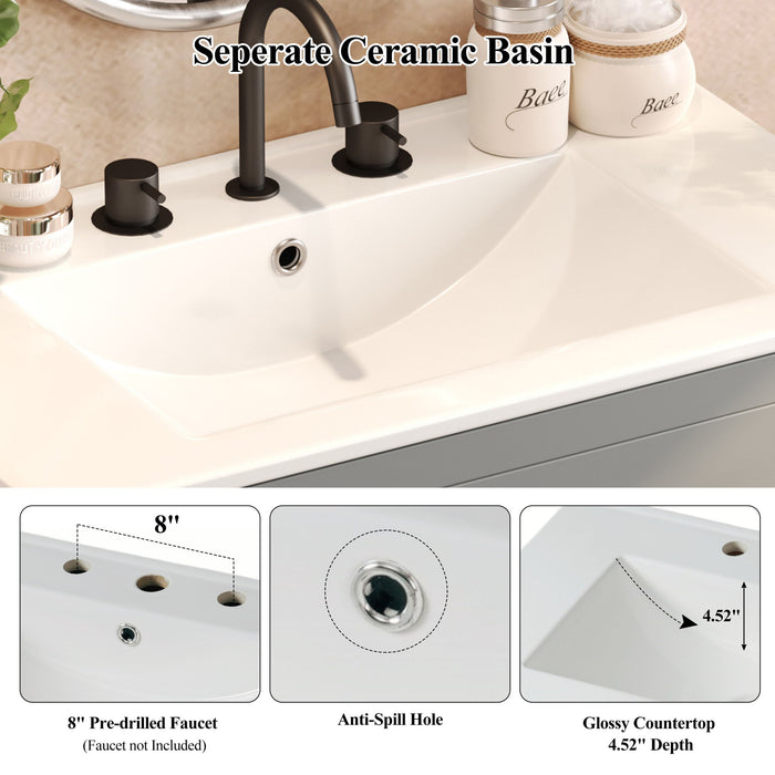 Double Sinks Bathroom Vanity Set With 2 Ceramic Basins