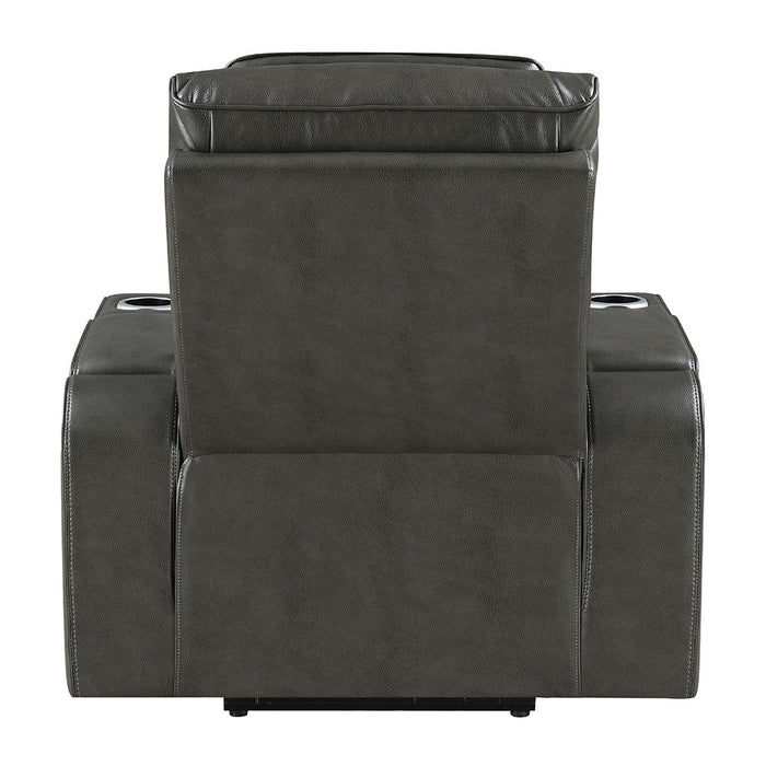 Taddeo - Power Motion Recliner With Power Headrest, USB, Wireless Charger & LED - Dark Gray