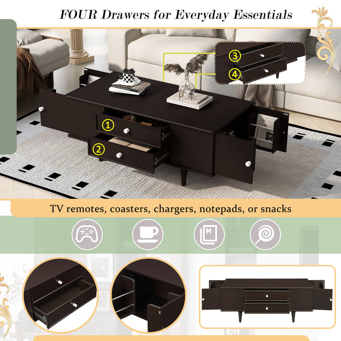 Modern Rectangle Coffee Table With Four Drawers
