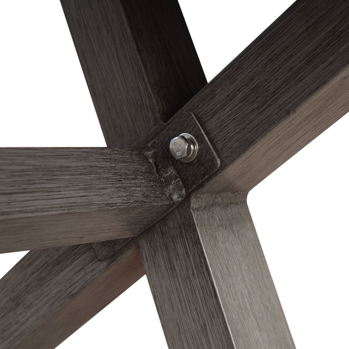 Modern Aluminum Outdoor Dining Bench With X Base - Dark Gray