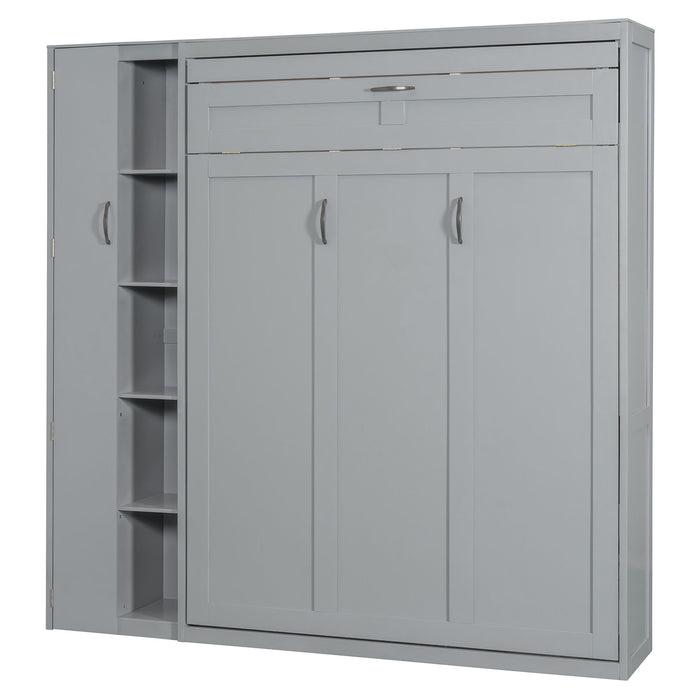 Murphy Wall Bed With Shelves, Wardrobe And LED Lights