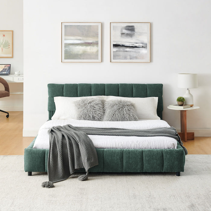 Modern Platform Bed Frame With Thick Chenille Fabric
