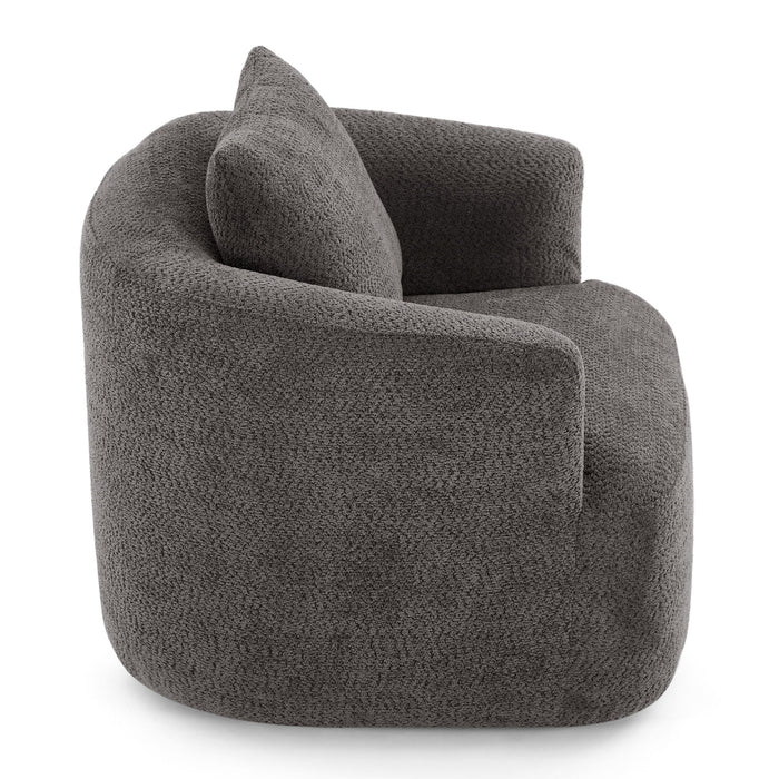 360° Swivel Barrel Sofa Chair With Throw Pillow, Chenille Upholstered Accent Chair