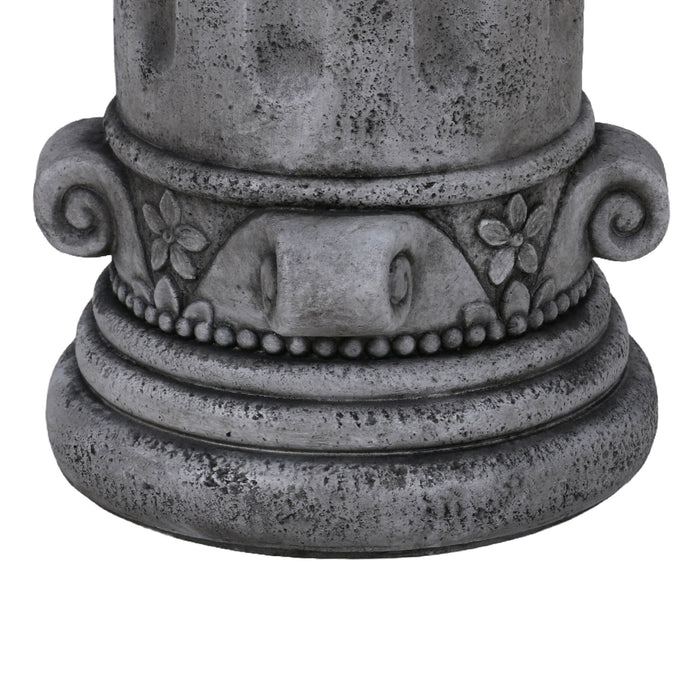 Outdoor End Table, Round Side Table For Patio And Garden - Antique Gray