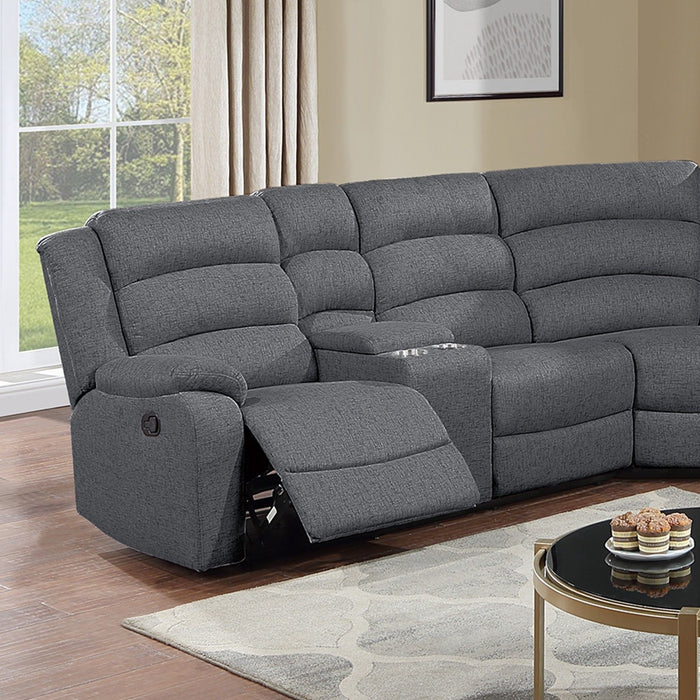 Manual Motion Reclining Loveseat 3 Piece Sectional Set With Console Storage And Cup Holders
