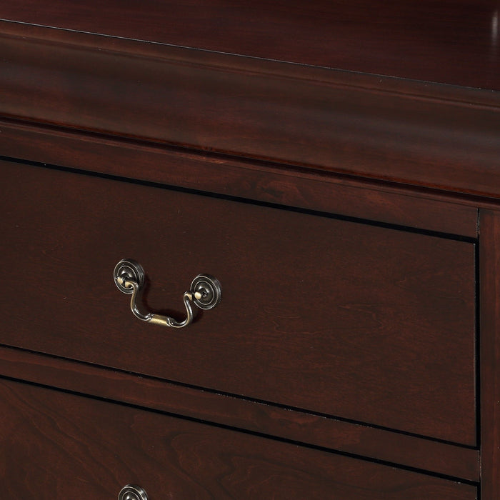 Contemporary Louis Philip Cherry Chest With Five Drawers Solid Wood Ample Storage - Cherry