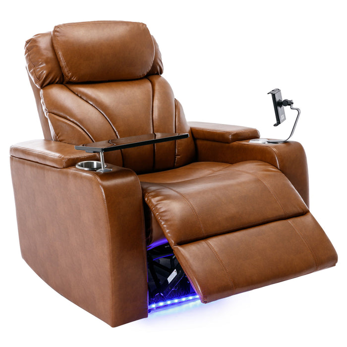 Power Motion Recliner Electric Power Recliner With USB Charging Port, Hidden Arm Storage, Convenient Cup Holder And Bluetooth Speaker