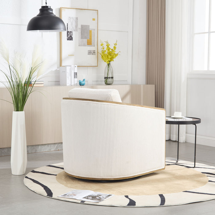 Corduroy Barrel Chair, 360 Degree Swivel