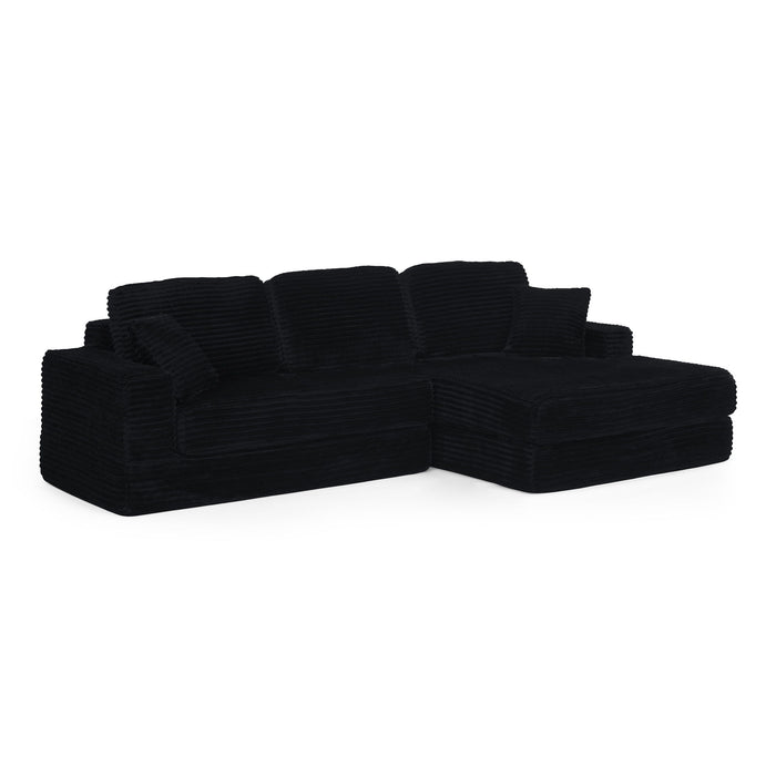 Modern Minimalist L Shape Modular Sectional Sofa, Corduroy Couch