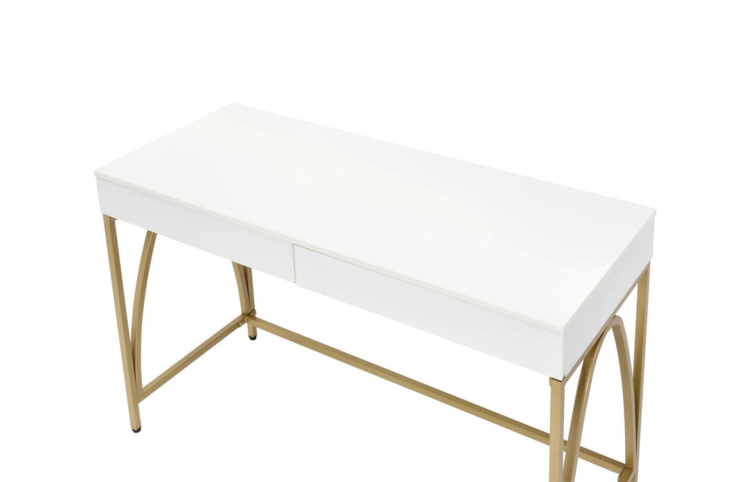 Lightmane - Vanity Desk Same 92660) - White High Gloss & Gold