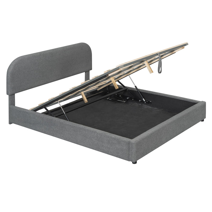 Upholstered Platform Bed With Hydraulic Storage System