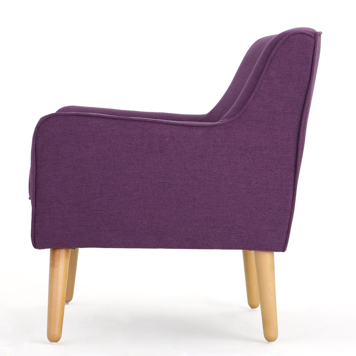 Modern Arm Chair With Tufted Back And Wooden Legs