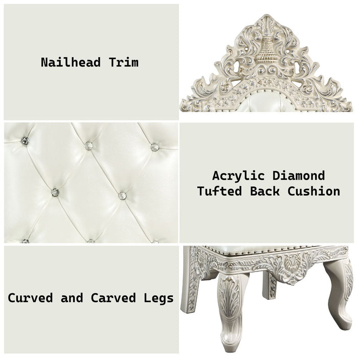 Adara - Side Chair Set of 2) - Pearl White Synthetic Leather & Antique White