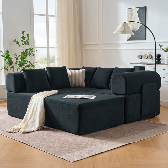 Modular L-Shaped Sectional Sofa With Deep Seat, Movable Chaise & 5 Pillows