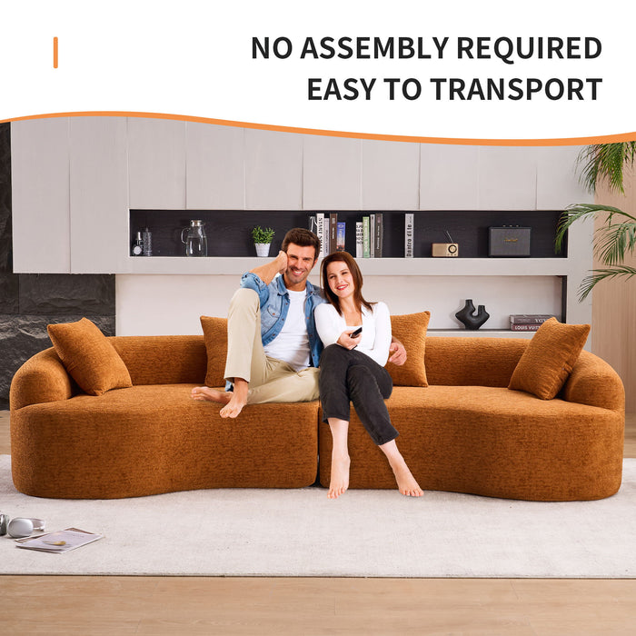 4 Seater Sofa With Chenille Fabric, 30D, 60 Hardness Full Sponge, 4 Pillow For Living Room, Home Furniture Sleeper Sectional Sofa For Apartment