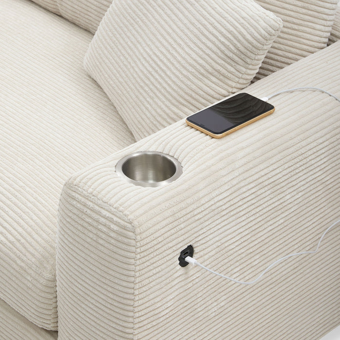 Oversized Sectional L Shaped Cloud Couch With USB Charging Port Cup Holder Deep And Wide Seat Sofa With Chaise Comfy