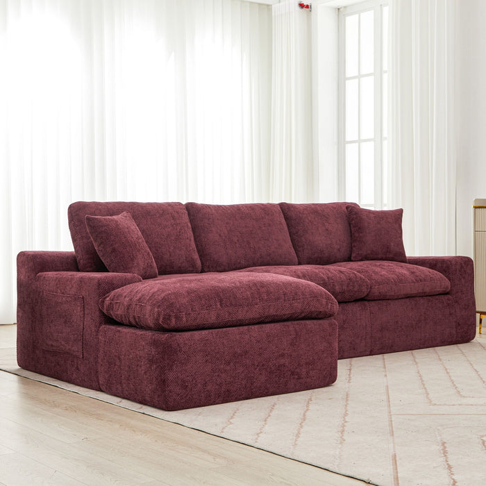 Cloud Sectional Sofa With Double Layer Cushion And Side Pockets, Free-Combined