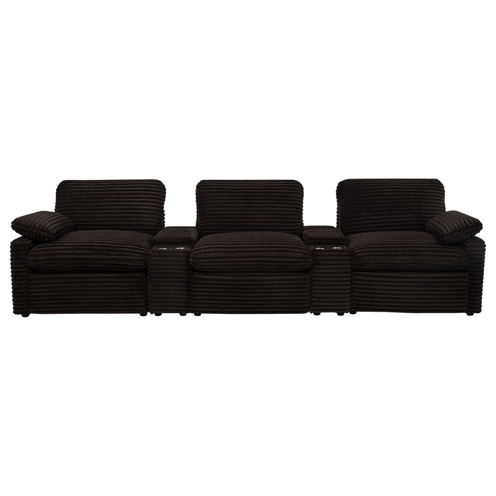Collins 5-Piece Power Reclining Home Theater Seating Chocolate Brown