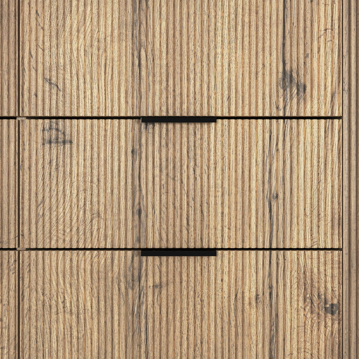 Modern 6 Drawer Cabinet With Metal Rounded Corners And Exquisite Handles Multi Functional Storage - Natural Wood