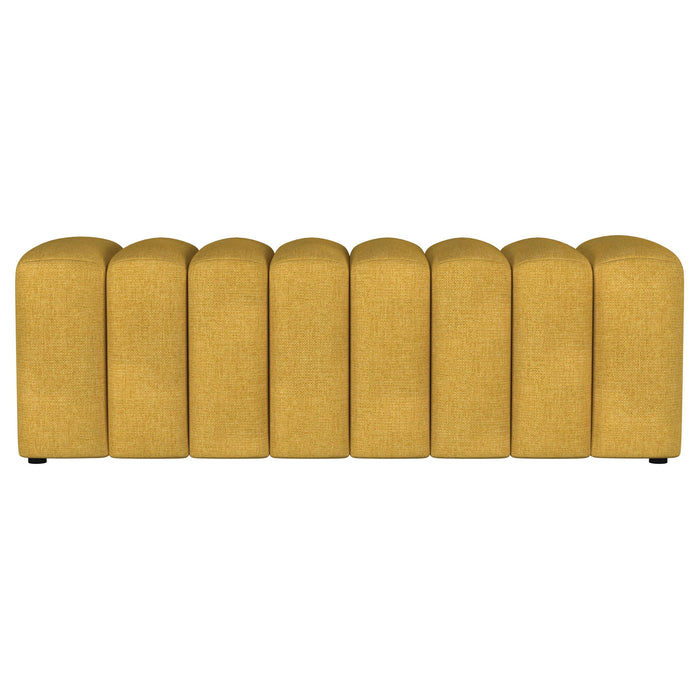 Summer Fabric Upholstered Tufted Accent Bench Mustard Yellow