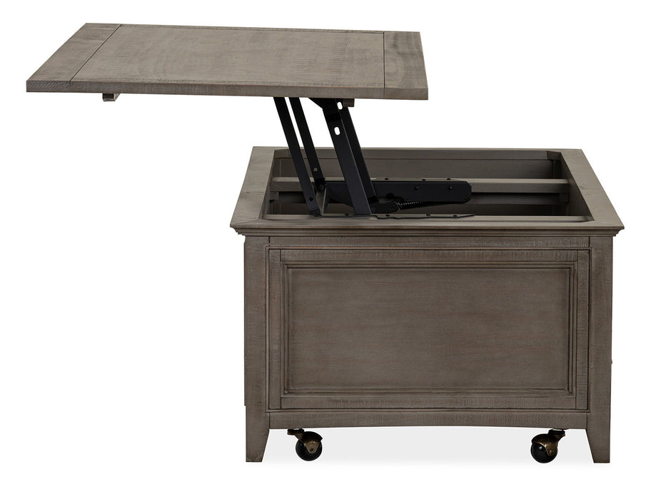Paxton Place - Lift Top Storage Cocktail Table With Casters - Dovetail Gray