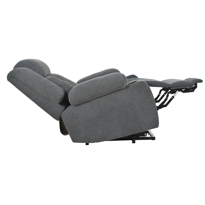Power Lift Recliner Chair With Extended Footrest, Remote Control, Cup Holders, And Side Pockets