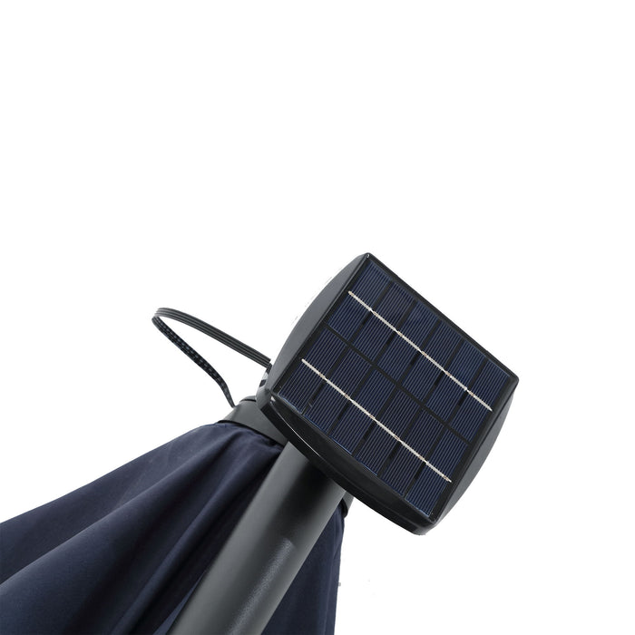 10Ft Solar LED Offset Hanging Market Patio Umbrella (Navy Blue)