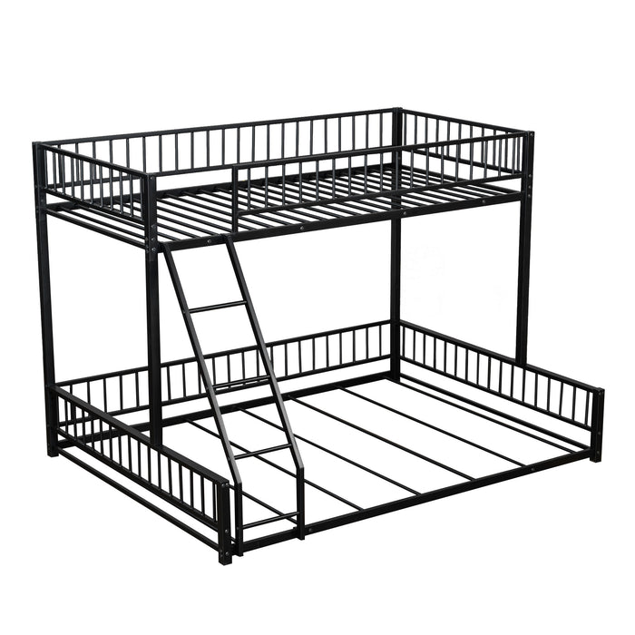 Bunk Bed Frame With Ladder And Safety Guardrails