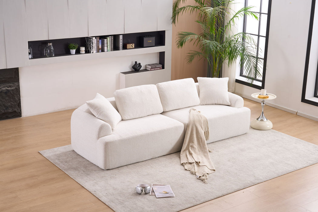 Compression Sofa: 4 Seater Combined Sofa, Crochet Yarn Fabric, Full Sponge Compression Sofa, Combined Sofa With 4 Pillows For Home Living / Home Furniture / Apartment - Beige