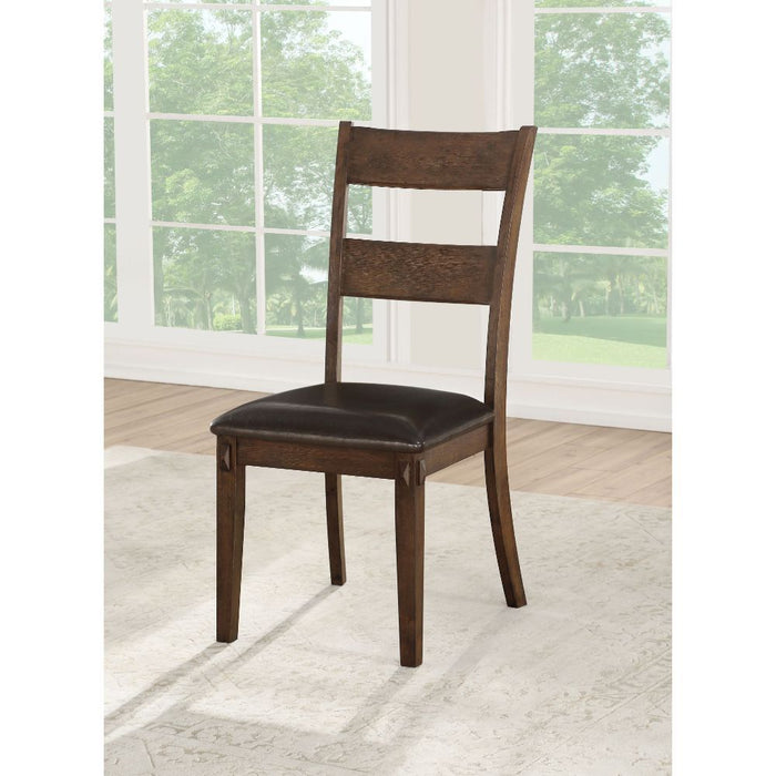 Nabirye - Side Chair Set of 2) - Esspresso Synthetic Leather & Dark Oak