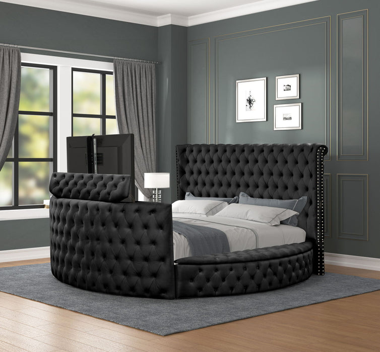 Maya Modern Style Crystal Tufted King Bed Made With Wood In Black
