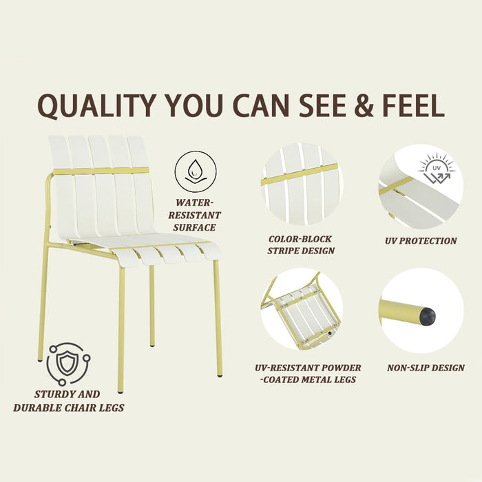 4 Piece Set Of Modern Color Block Designed Single Chairs With Folding Square Table