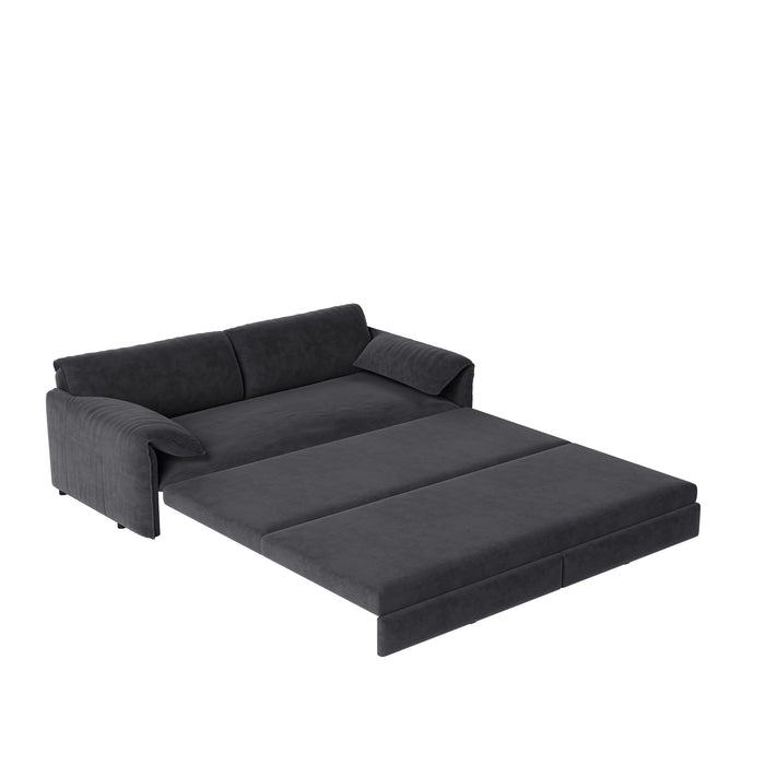 Pull Out 3 In 1 Convertible Sleeper Sofa With Side Storage, Multi Functional