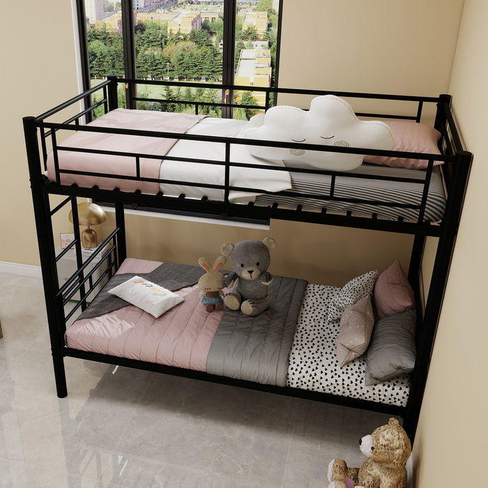 Bunk Bed For Kids, Convertible Frame With Ladders & Guardrail