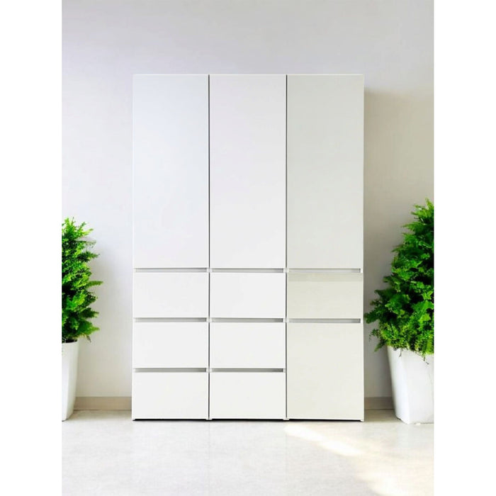 Elise - Slim Modular Wood Closet Cabinet With Drawers In Durable Melamine And Wood 71" Height - White
