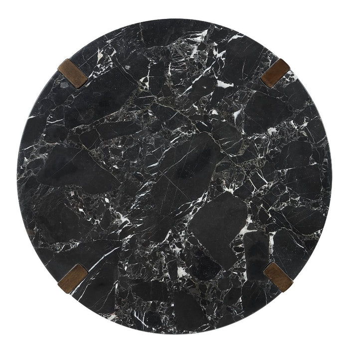 Estella - Coffee Table With Natural Marble Top - Black Top & Walnut