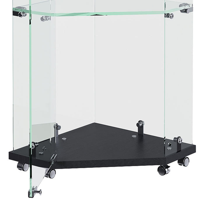 5 Tier Diamond Glass Display Case With 5 Dynamic LED Modes - Black