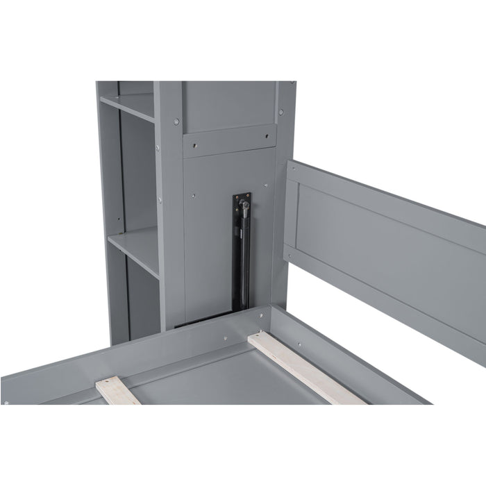 Wall Murphy Bed With Shelves And LED Lights