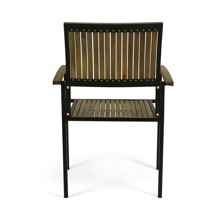 Vermilion - Outdoor Dining Chair With Vertical Slat And Wooden Arm
