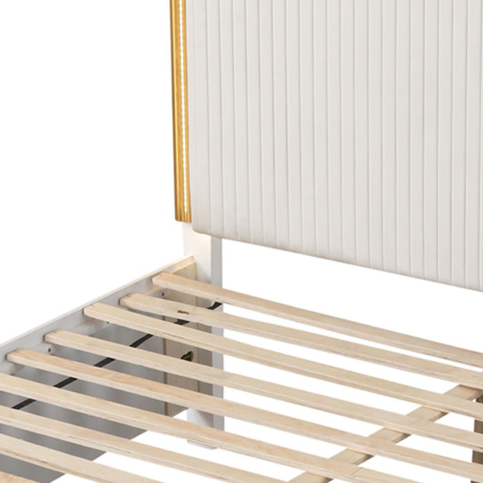 Obsession - Queen Size Bed With LED Headboard And Footboard Storage Drawer - White