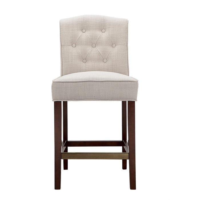 Tufted Counter Stool With Button Tufted Back - Tan