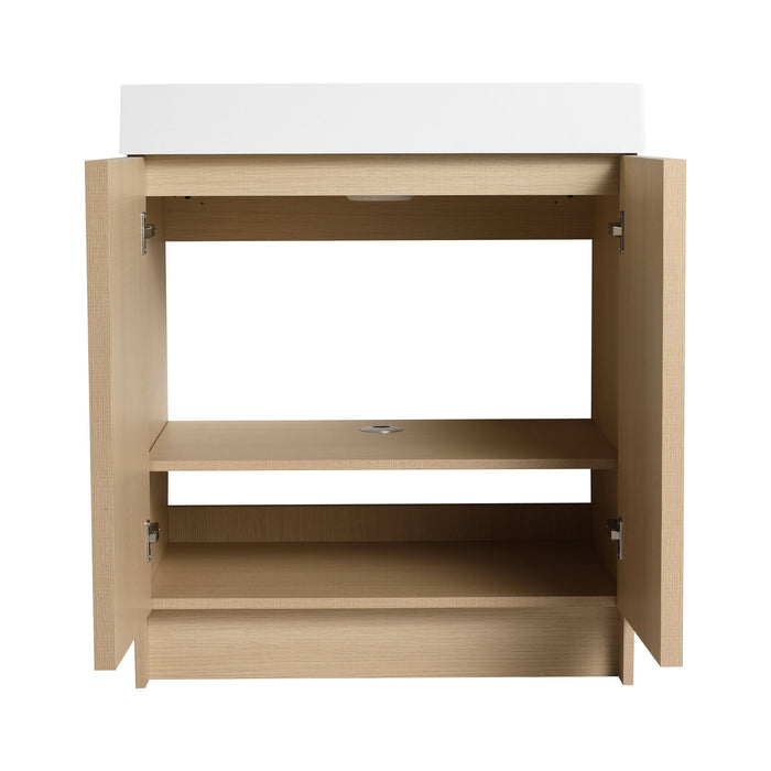 Freestanding Bathroom Vanity With Resin Sink & Soft Close Cabinet Doors