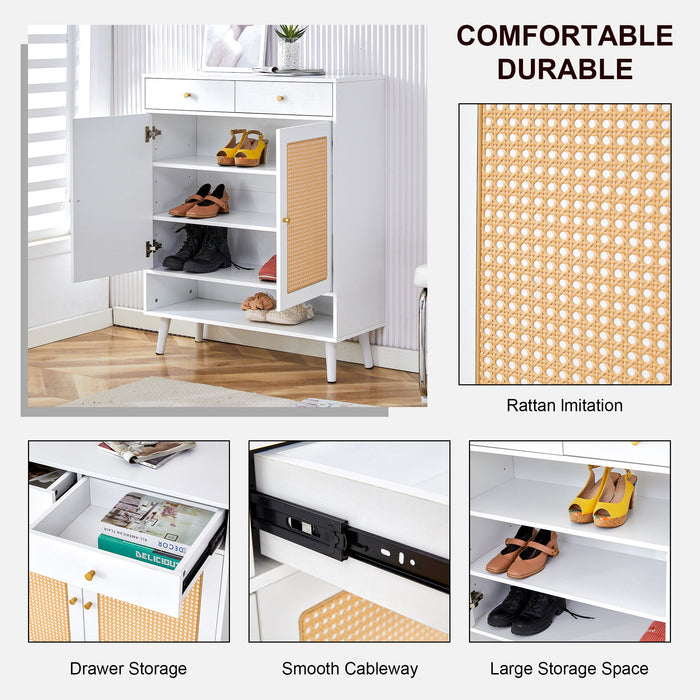 Modern Minimalist Rattan Shoe Cabinet, Elegant Storage Solution